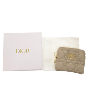新品同様 クリスチャンディオール Caro Lavender カナージュ レザー ベージュ カードケース 1423【中古】Christian Dior