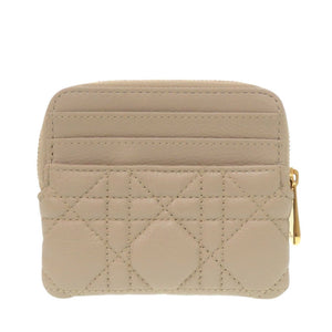 新品同様 クリスチャンディオール Caro Lavender カナージュ レザー ベージュ カードケース 1423【中古】Christian Dior