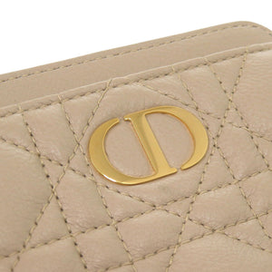 新品同様 クリスチャンディオール Caro Lavender カナージュ レザー ベージュ カードケース 1423【中古】Christian Dior