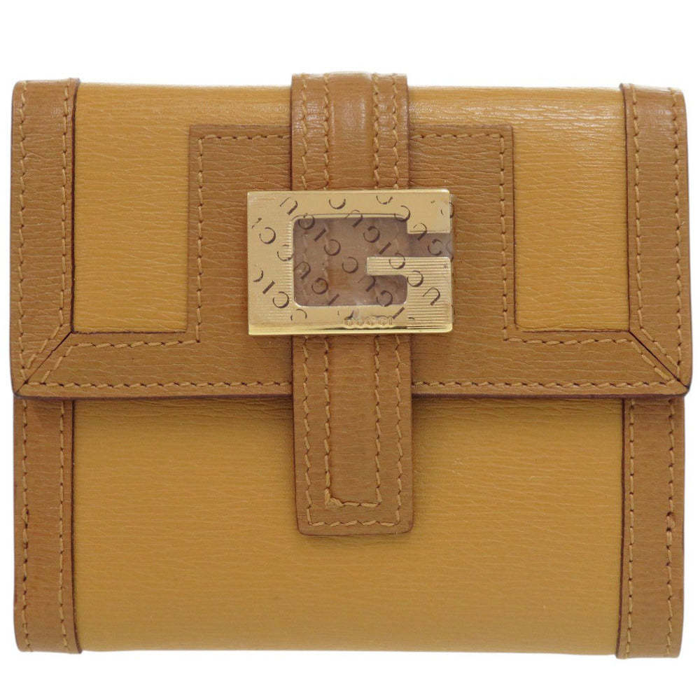 新品同様 グッチ 035 2118 2202 レザー ブラウン 二つ折り財布 茶 1437【中古】GUCCI
