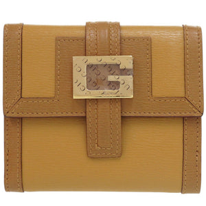 新品同様 グッチ 035 2118 2202 レザー ブラウン 二つ折り財布 茶 1437【中古】GUCCI