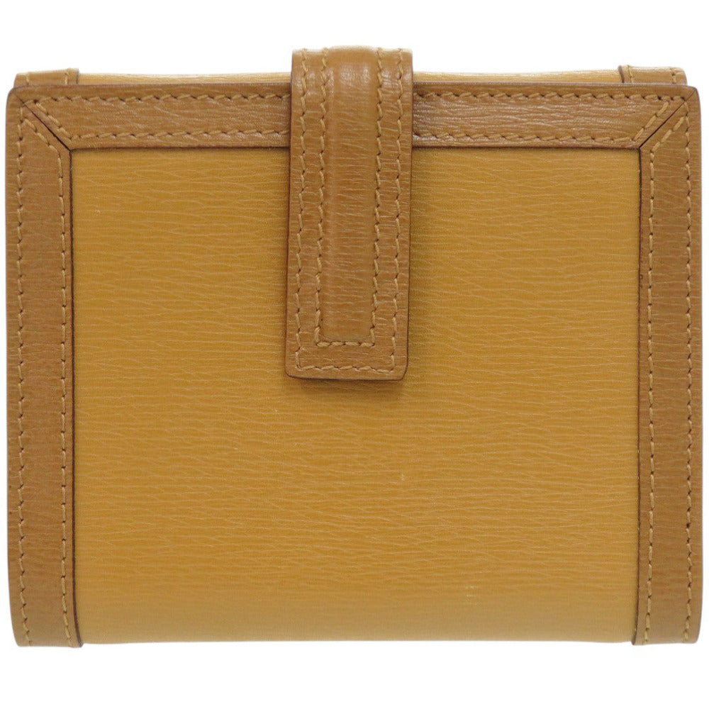 新品同様 グッチ 035 2118 2202 レザー ブラウン 二つ折り財布 茶 1437【中古】GUCCI