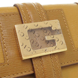 新品同様 グッチ 035 2118 2202 レザー ブラウン 二つ折り財布 茶 1437【中古】GUCCI