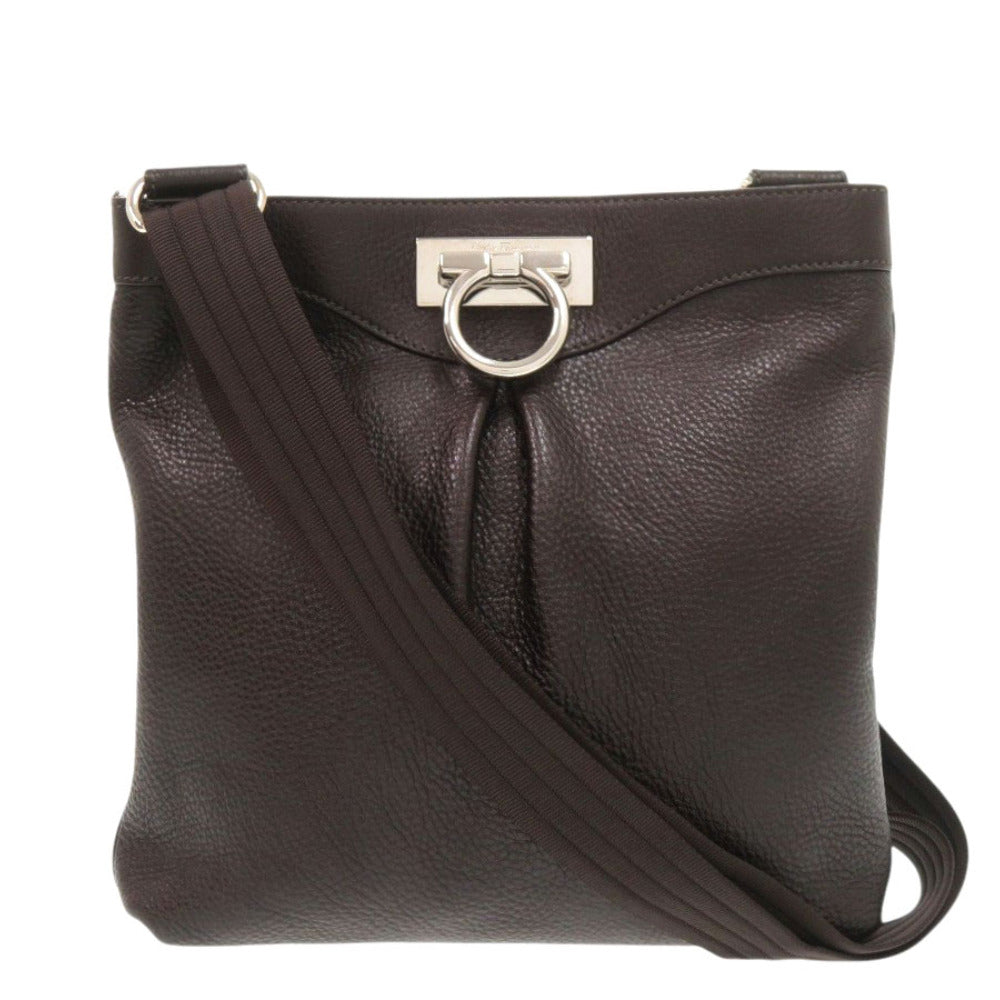 美品 サルヴァトーレフェラガモ ガンチーニ AU-21/B499 レザー ブラウン ショルダーバッグ 1442【中古】Salvatore Ferragamo