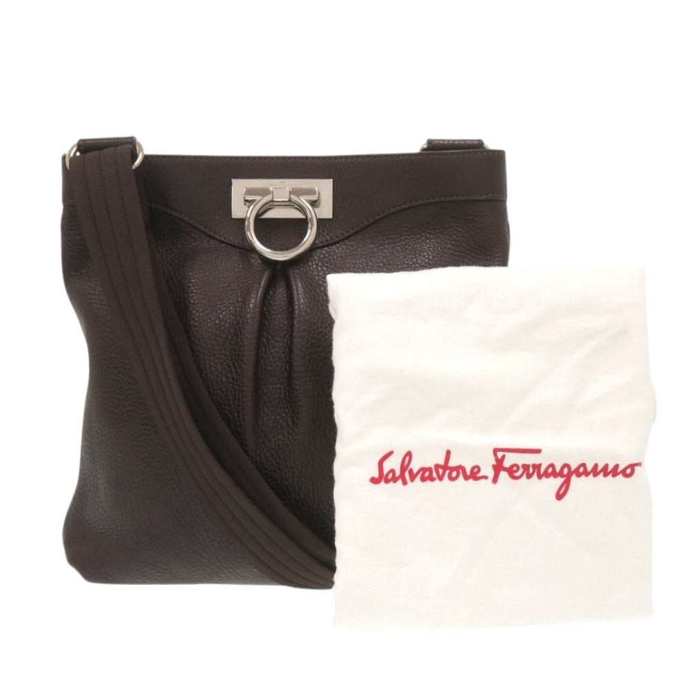 美品 サルヴァトーレフェラガモ ガンチーニ AU-21/B499 レザー ブラウン ショルダーバッグ 1442【中古】Salvatore Ferragamo