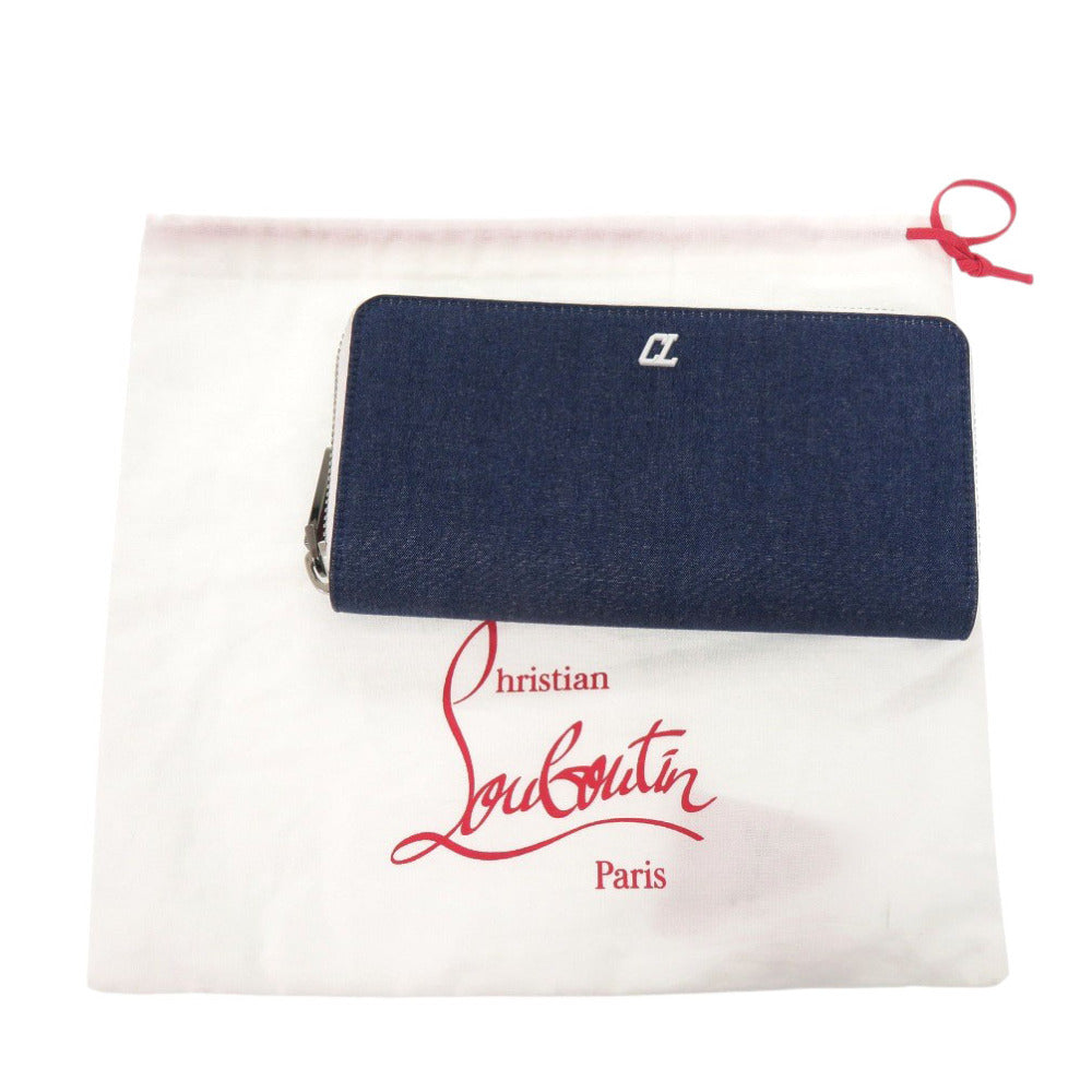 未使用 クリスチャンルブタン パネトーネ 1235496 デニム ブルー 長財布 青 1464【中古】Christian Louboutin