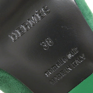 未使用 エルメス ファタル85 サイズ38 スエード グリーン パンプス 緑 1471【中古】HERMES