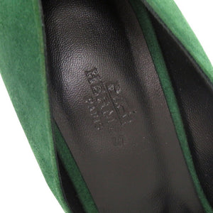未使用 エルメス ファタル85 サイズ38 スエード グリーン パンプス 緑 1471【中古】HERMES