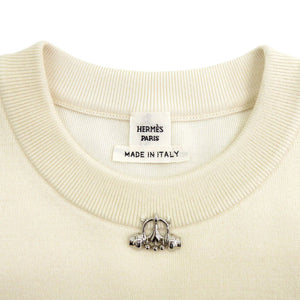 未使用 エルメス ショートスリーブニットセーター シルク カシミヤ サイズ36 アイボリー 半袖ニット 1476【中古】HERMES