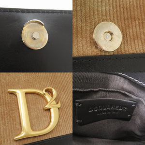 美品 ディースクエアード STATEMENT CROSSBODY コーデュロイ/レザー ブラウン ショルダーバッグ 茶 1481【中古】DSQUARED2