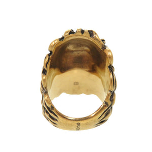 美品 グッチ ライオンヘッド メタル ストーン #8(約7号) ゴールド リング 指輪 1490【中古】GUCCI