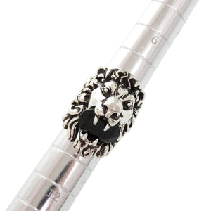 新品同様 グッチ ライオンヘッド メタル ストーン #10(約9号) シルバー リング 指輪 1491【中古】GUCCI