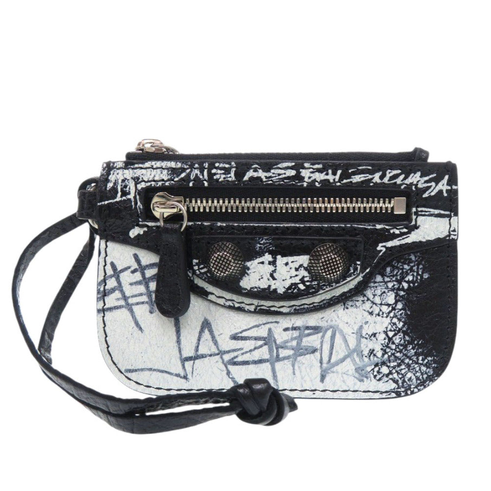 新品同様 バレンシアガ ル カゴール グラフィティ 776769 レザー ブラック コインケース 黒 1493【中古】BALENCIAGA