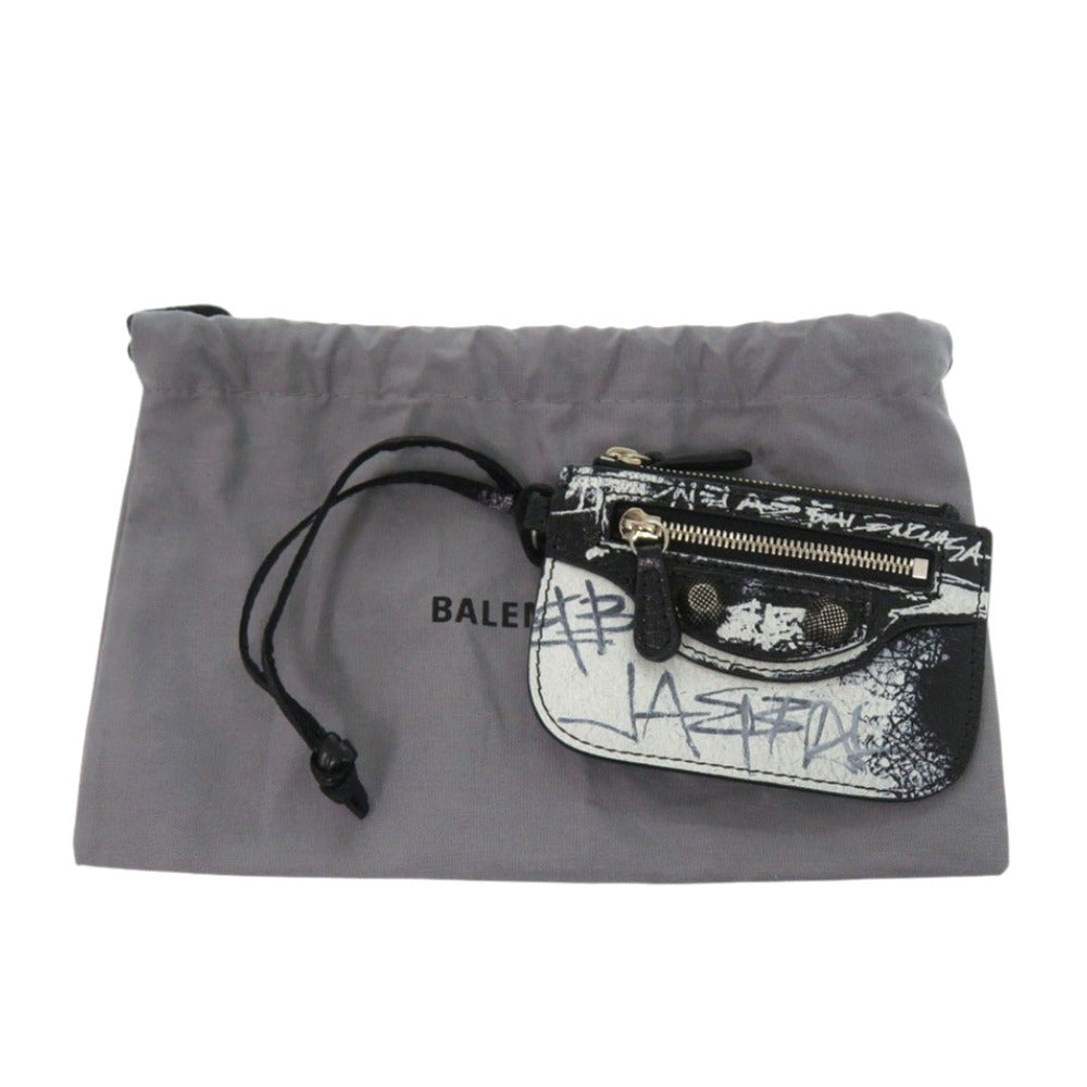 新品同様 バレンシアガ ル カゴール グラフィティ 776769 レザー ブラック コインケース 黒 1493【中古】BALENCIAGA