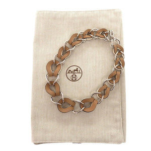 エルメス ヴィルヴォルト VIREVOLTE ネックレス メタル レザー ブラウン U刻印(2022年製) 茶 1522【中古】HERMES