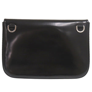 新品同様 プラダ ロゴ ブラッシュドレザー ブラック ショルダーバッグ 黒 1533【中古】PRADA