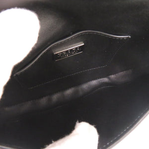 新品同様 プラダ ロゴ ブラッシュドレザー ブラック ショルダーバッグ 黒 1533【中古】PRADA