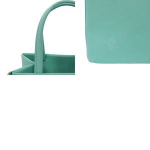 ティファニー ミニ ショッピングトート レザー ティファニーブルー ハンドバッグ 水色 1558【中古】TIFFANY&Co.