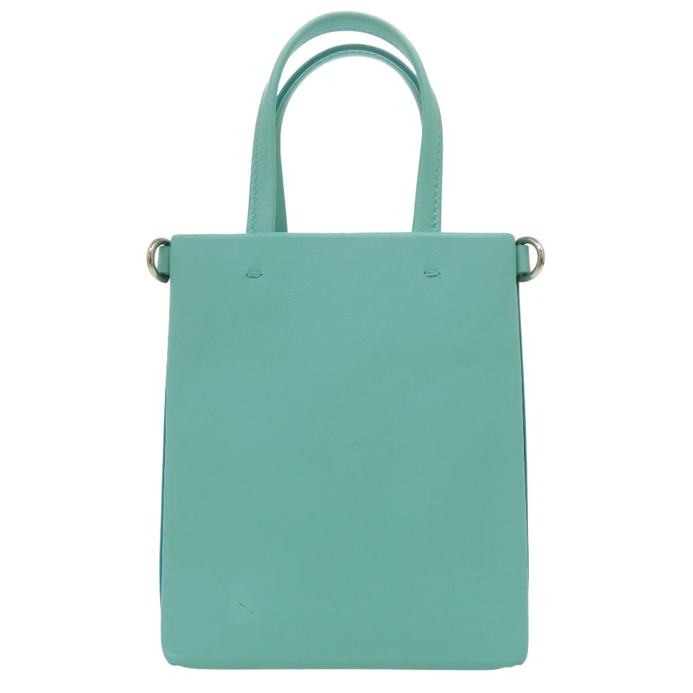 ティファニー ミニ ショッピングトート レザー ティファニーブルー ハンドバッグ 水色 1558【中古】TIFFANY&Co.