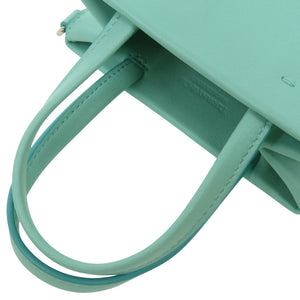 ティファニー ミニ ショッピングトート レザー ティファニーブルー ハンドバッグ 水色 1558【中古】TIFFANY&Co.