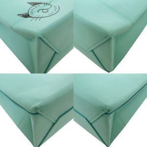 ティファニー ミニ ショッピングトート レザー ティファニーブルー ハンドバッグ 水色 1558【中古】TIFFANY&Co.