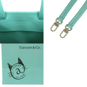 ティファニー ミニ ショッピングトート レザー ティファニーブルー ハンドバッグ 水色 1558【中古】TIFFANY&Co.