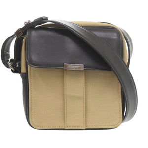 美品 イヴ サンローラン キャンバス/レザー ベージュ/ブラック ショルダーバッグ 1575【中古】YVES SAINT LAURENT
