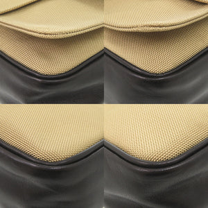 美品 イヴ サンローラン キャンバス/レザー ベージュ/ブラック ショルダーバッグ 1575【中古】YVES SAINT LAURENT