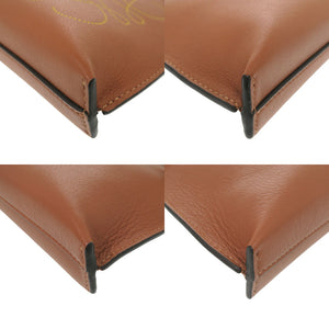新品同様 ロエベ アナグラム Tポーチ レザー ブラウン 1578【中古】LOEWE