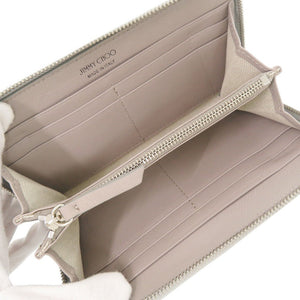 新品同様 ジミーチュウ ラウンドファスナー レザー シルバー 長財布 1580【中古】JIMMY CHOO