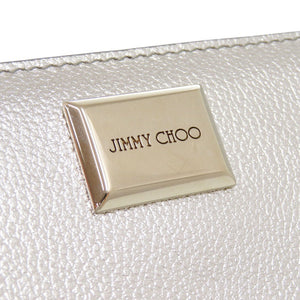 新品同様 ジミーチュウ ラウンドファスナー レザー シルバー 長財布 1580【中古】JIMMY CHOO