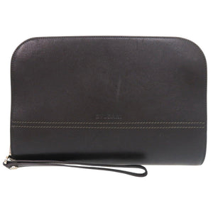 ブルガリ ロゴ レザー ブラック クラッチバッグ セカンドバッグ 黒 1583【中古】BVLGARI