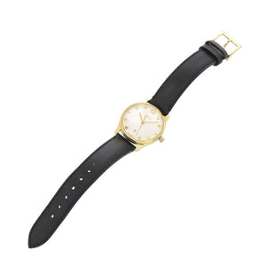 美品 グッチ 126.5 SS レザー ホワイトシェル ブラック クオーツ 腕時計 白文字盤 1584【中古】GUCCI