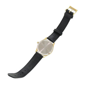 美品 グッチ 126.5 SS レザー ホワイトシェル ブラック クオーツ 腕時計 白文字盤 1584【中古】GUCCI