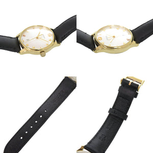 美品 グッチ 126.5 SS レザー ホワイトシェル ブラック クオーツ 腕時計 白文字盤 1584【中古】GUCCI