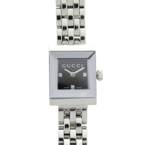 美品 グッチ 128.5 Gフレーム SS ブラック クオーツ 腕時計 黒文字盤 1593【中古】GUCCI