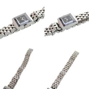 美品 グッチ 128.5 Gフレーム SS ブラック クオーツ 腕時計 黒文字盤 1593【中古】GUCCI