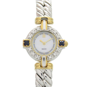 美品 セイコー エクセリーヌ 1F20-0B60 SS ホワイトシェル クオーツ 腕時計 1597【中古】SEIKO