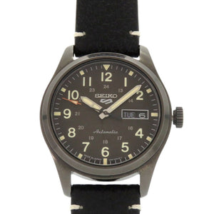 セイコー 5スポーツ SBSA121 4R36-10A0 レザー SS ブラック 自動巻き 腕時計 黒 1600【中古】SEIKO