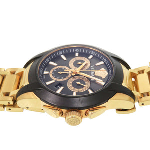 美品 ヴェルサーチ M8C メデューサ SS ブラック ゴールド クオーツ 腕時計 黒文字盤 1601【中古】VERSACE