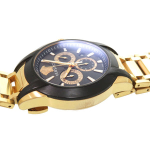 美品 ヴェルサーチ M8C メデューサ SS ブラック ゴールド クオーツ 腕時計 黒文字盤 1601【中古】VERSACE