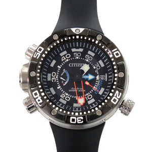 美品 シチズン プロマスター アクアランド J250-S092188 SS ラバー ブラック エコドライブ 腕時計 黒 1615【中古】CITIZEN