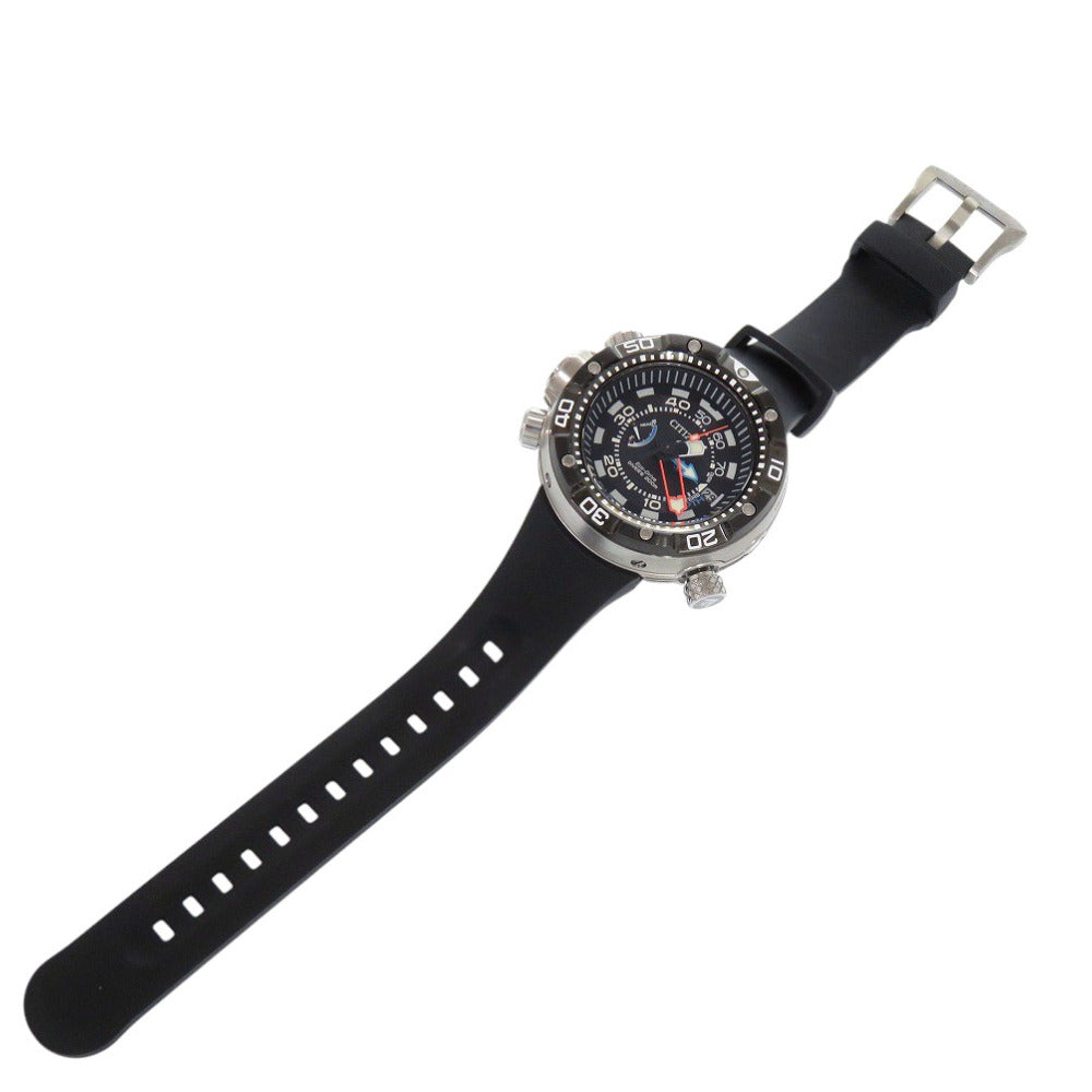 美品 シチズン プロマスター アクアランド J250-S092188 SS ラバー ブラック エコドライブ 腕時計 黒 1615【中古】CITIZEN