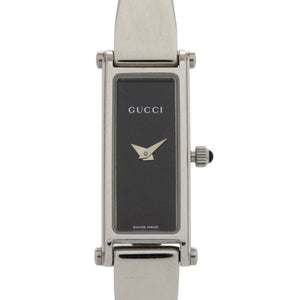 美品 グッチ 1500L SS ブラック シルバー クオーツ 腕時計 黒文字盤 1619【中古】GUCCI