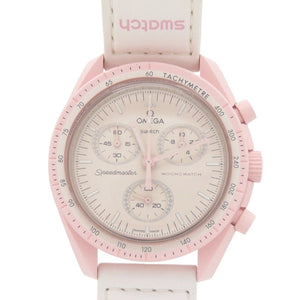 スウォッチ オメガ×スウォッチ MISSION TO VENUS ミッショントゥヴィーナス SO33P100 バイオセラミック アイボリー ピンク クオーツ 腕時計 1626【中古】Swatch