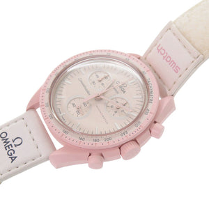 スウォッチ オメガ×スウォッチ MISSION TO VENUS ミッショントゥヴィーナス SO33P100 バイオセラミック アイボリー ピンク クオーツ 腕時計 1626【中古】Swatch