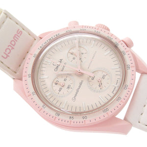 スウォッチ オメガ×スウォッチ MISSION TO VENUS ミッショントゥヴィーナス SO33P100 バイオセラミック アイボリー ピンク クオーツ 腕時計 1626【中古】Swatch