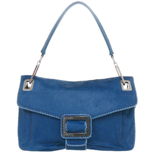 ロジェヴィヴィエ ピルグリム ハラコ ブルー ショルダーバッグ 青 1631【中古】ROGER VIVIER