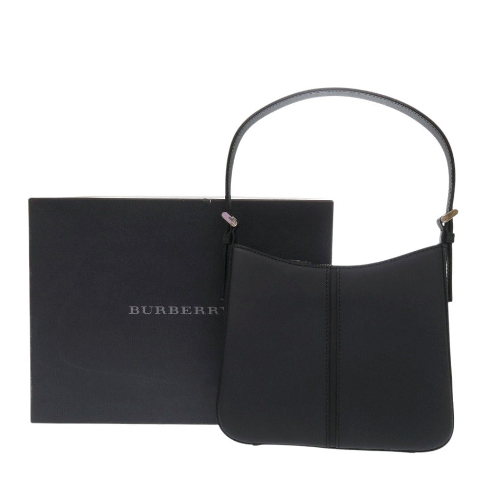 未使用 バーバリー ノバチェック レザー ブラック ハンドバッグ 黒 1641【中古】BURBERRY
