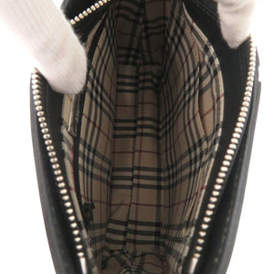 未使用 バーバリー ノバチェック レザー ブラック ハンドバッグ 黒 1641【中古】BURBERRY